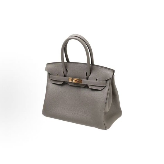 HERMES Birkin 30 Gold buckle platinum Handbag 30 Women\'s Edition 0L Grismeyer Cumulonimbus Cloud Grey